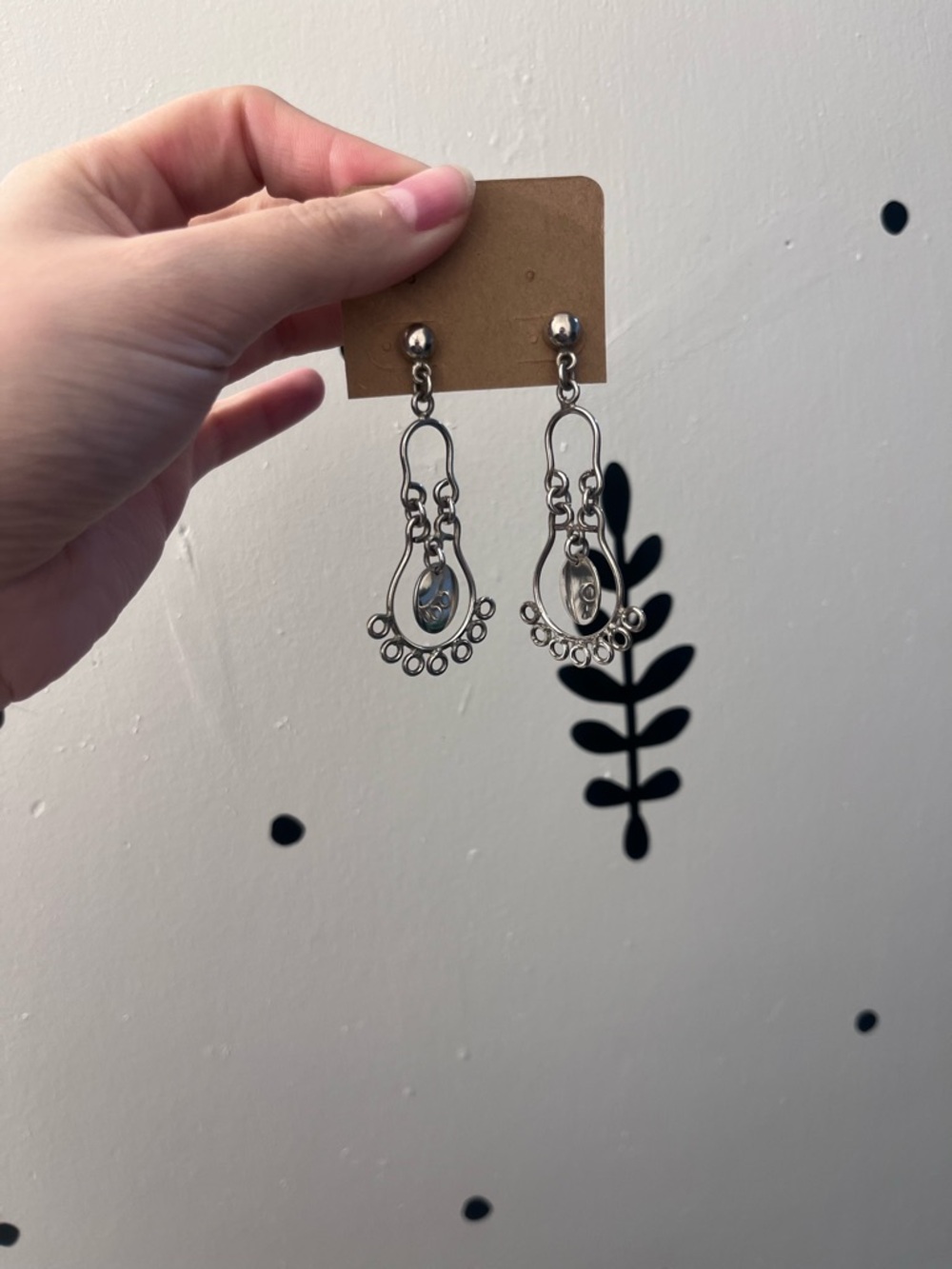 Vintage Silver Dangly Stud Earrings - Picture 3 of 4